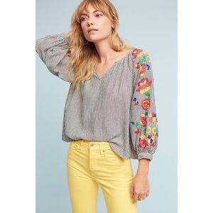 Anthropologie Embroidered Soleil Top